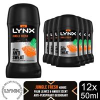 Lynx Antiperspirant Deodorant Stick 48H Odour Protection Jungle Fresh 50ml, 12pk