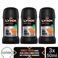 Lynx Anti-Perspirant Deodorant Stick 48H Odour Protection Jungle Fresh 50ml, 3pk