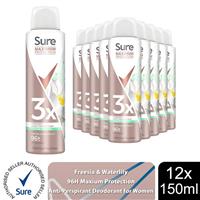 Sure Women Maximum Protection AntiPerspirant Spray Freesia &Water Lily, 12x150ml