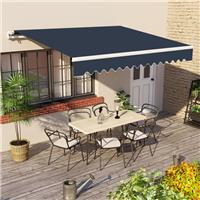 3x2.5m Manual Awning Canopy Patio Garden Sun Shade Retractable Shelter Blue New