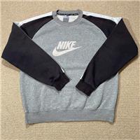 VINTAGE Nike Sweatshirt Mens Medium Relaxed Fit Grey Black Spell Out 00s Y2K - M Regular