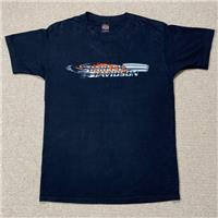VINTAGE Harley Davidson T Shirt Mens Large Slim Fit Black Fire Flames Engine USA - L Regular