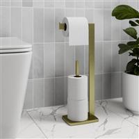 Brushed Brass Freestanding Toilet Roll Holder Square Modern Bathroom Accessories
