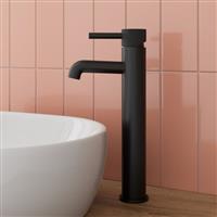 Countertop Tall Basin Sink Mixer Tap Bathroom Single Lever Fluted Matt Black