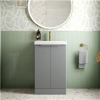 Bathroom Vanity Unit Basin Sink Free Standing 500mm Door Cabinet Storage Grey