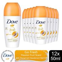 Dove Roll On Go Fresh Passion Fruit 72H Lasting Women's Antiperspirant 50ml,12pk