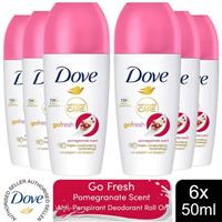 Dove Roll On Go Fresh Pomegranate 72H Lasting Women's Anti-Perspirant 50ml, 6pk