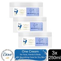 Dove 48H Nourishing Care One Cream for Face, Hands & Body for Dry Skin 250ml,3pk