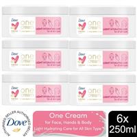 Dove Light Hydrating Care One Cream for Face,Hands & Body for All Skin 250ml,6pk