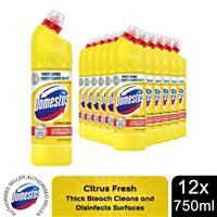 Domestos Thick Bleach Citrus Fresh Disinfectant Multi-Purpose Cleaner, 12x750ml