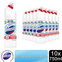 Domestos Thick Bleach White & Sparkle Disinfectant Multipurpose Cleaner,10x750ml