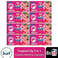 Surf 3 in 1 Laundry Washing Detergent Capsules Tropical Lily, 208 Washes