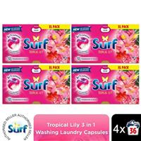 Surf 3 in 1 Laundry Washing Detergent Capsules Tropical Lily, 144 Washes