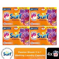 Surf 3 in 1 Laundry Washing Detergent Capsules Passion Bloom, 204 Washes