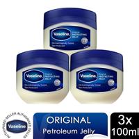 Vaseline Original Skin Protectant Petroleum Jelly for Sensitive Skin 100ml, 3pk