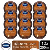 Vaseline Jelly Intensive Care Cocoa Radiant Moisture Rich Body Butter 250ml,12pk