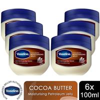 Vaseline Petroleum Jelly Moisturising Cocoa Butter for Dry Skin 100ml, 6pk