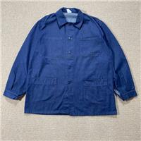 VINTAGE French Work Jacket Mens Large 52 EU Blue Chambray Made in France 70s - L Regular
