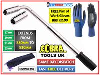 17 19 21 23mm HEAVY DUTY Extendable Wheel Car Brace Socket Tyre Nut Wrench 4-50