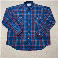 VINTAGE 70s Mod Shirt Mens XL Navy Blue Checked Semi Sheer 1970s Formal Dress - XL Regular