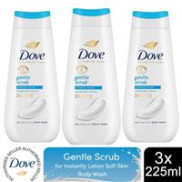 Dove Advanced Care Body Wash Gentle Scrub 24H Renewing Micromoisture 225ml, 3pk