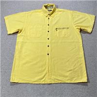 VINTAGE Work Shirt Mens XL TALL Yellow Safari Tactical Textured Short Sleeve 90s - XL Regular