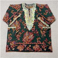 African Dashiki Shirt Mens XL Africa Wax Block Print Handmade Embroidered Ethnic