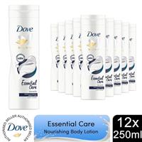 Dove Essential Care Body Lotion for Dry Skin with Deep Care Complex 250ml, 12 PK