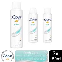 Dove Fresh Anti-Perspirant with 48H Sweat Protection Deo for Women 150ml, 3 Pack