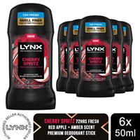 Lynx Deodorant Stick Cherry Spritz with 72Hrs Freshness 50ml, 6 Pack