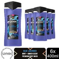 Lynx Blue Lavender Body Wash 400ml 6 Pack Fine Fragrance Mens Shower Gel