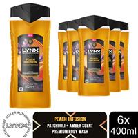 Lynx Peach Infusion Body Wash 400ml 6 Pk Fine Fragrance Mens Shower Gel