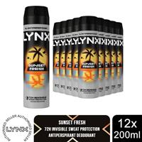 Lynx Sunset Fresh Anti Perspirant Body Spray 200ml 12 Pack Mens Deodorant
