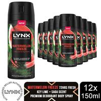 Lynx Men Deodorant Watermelon Freeze with 72Hrs Freshness 150ml, 12 Pack