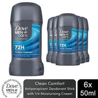 Dove Men+Care Advanced Anti-Perspirant Deodorant Stick Clean Comfort 50ml, 6 Pk