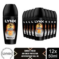 Lynx Sunset Fresh Anti Perspirant Roll On Deodorant 50ml 12 Pack 48H Protection