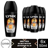 Lynx Sunset Fresh Anti Perspirant Roll On Deodorant 50ml 6 Pack 48H Protection