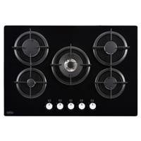 Stoves 75cm Built-in 5 Burners Gas Through Glass Hob Black GTG75C