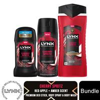 Lynx Fine Fragrance Cherry Spritz Bundle Body Wash, Spray & Stick for Men