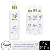 Dove Body Love Age Embrace Body Cleanser with Peptide Serum & Glycerin, 4x517ml