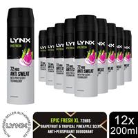 Lynx Anti-Perspirant Epic Fresh 72H Sweat & Odour Protection Deodorant,12x200ml