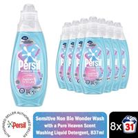 Persil Wonder Wash Non-Bio Liquid Laundry Detergent Sensitive 31W 837ml, 8 Pack