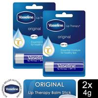 Vaseline Lip Therapy Balm Sticks, Original, 2 Pack, 4gm