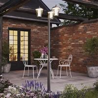 LED Post Light 3 Way Electric Garden Outdoor Lantern Dark Grey 3000lm 33W H210cm