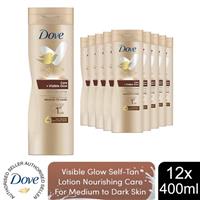 Dove Visible Glow Self-Tan Lotion Nourishing Care For Medium-Dark Skin, 12x400ml