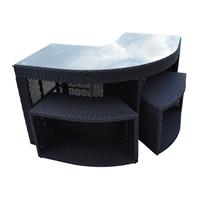 Hot Tub Bar Table And Stool Set Corner Rattan Brown Outdoor