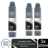 3xDove Anti-Perspirant Men+Care Advanced Invisible Dry 72H Protection Deo, 200ml