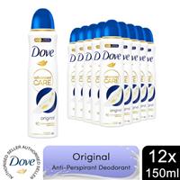 12x Dove Anti-Perspirant Advanced Care Original 72H Deodorant for Women, 150ml