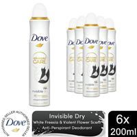 6x Dove Advanced Care Antiperspirant Deodorant Spray 72H Invisible Dry, 200 ml