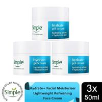Simple Hydrate+ Gel Cream Refreshing Daily Face Moisturiser 50ml, 3 Pack